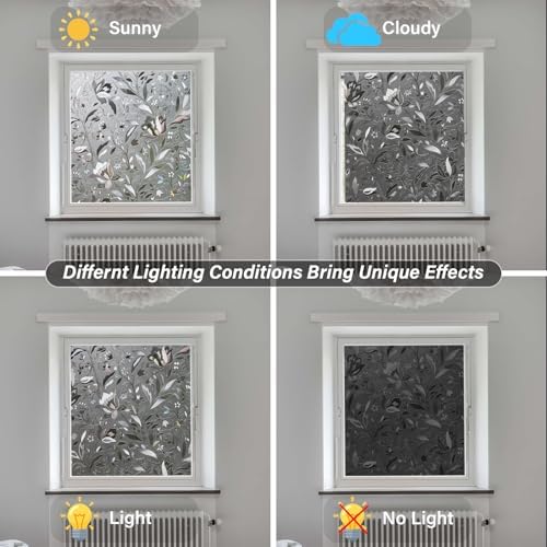 LEMON CLOUD Window Privacy Film, Stained Glass Window Cling, 17.5″ x 78.7″ - Image 6