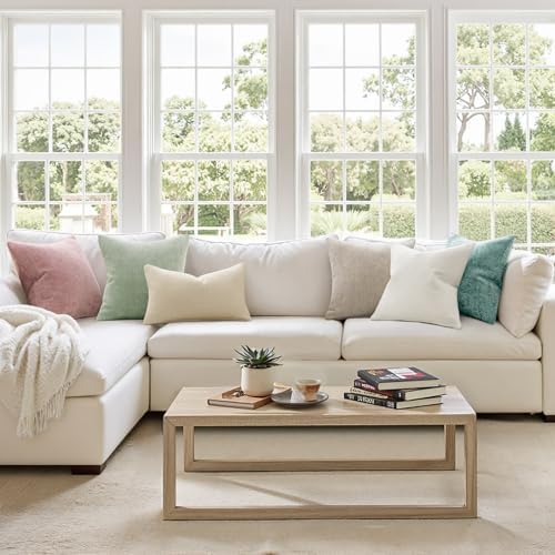 MIULEE Decorative Couch Throw Pillow Covers 20x20 Inch Light Green 2 Pack - Image 2