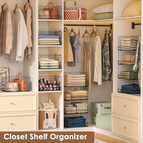 Yociyoga 4-Tier Stackable Closet Organizers and Storage Shelves, Foldable Closet Shelf Organizer, Black(Patent Protection)(Patent No. 30022416) - Image 6