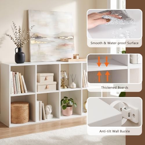 8 Cube Storage Organizer, Multifunctional Bookcase, White Cube Bookshelf - Image 3