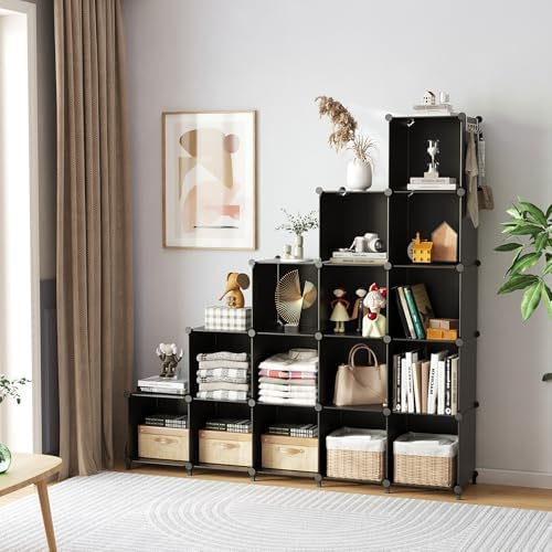 AWTATOS Cube Storage Organizer, 16 Cube Closet Organizer, Black - Image 4