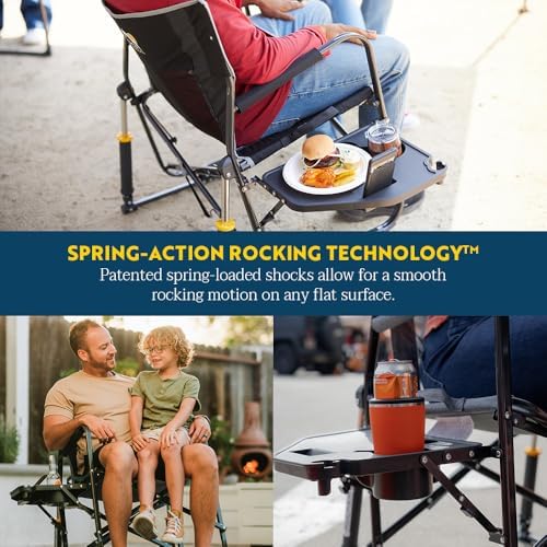 GCI Outdoor Freestyle Rocker XL with Side Table Camping Chair | Portable Folding Rocking Chair with Solid, Durable Armrests, Drink Holder & Comfortable Backrest — Black - Image 5