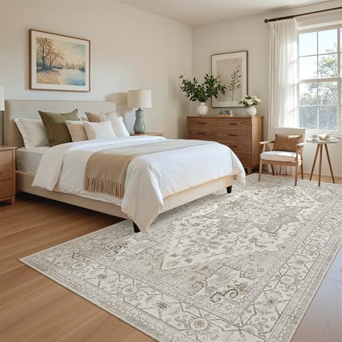 Madane 4x8 Wide Hallway Runner Rug Washable for Living Room, Beige/Brown - Image 3