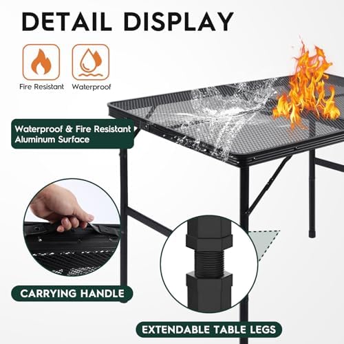 WildFinder Folding Grill Table, 3x2 FT Height Adjustable Camping Table - Image 5