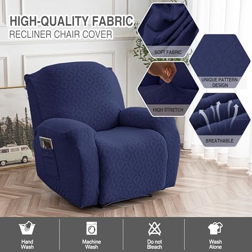 Genina Waterproof Recliner Chair Cover,1 Seat Couch Cover,Navy Blue - Image 2