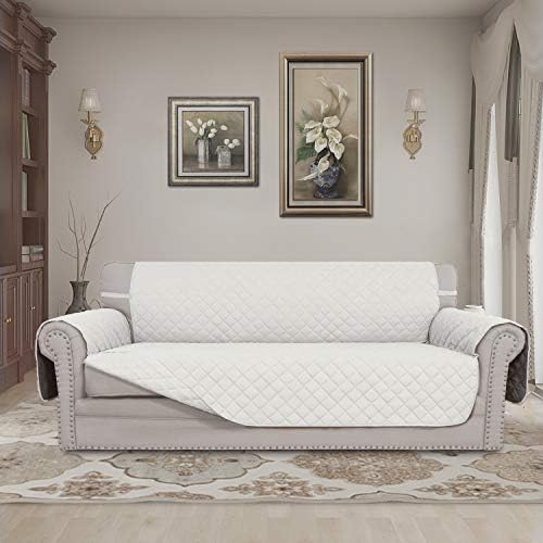 Easy-Going Reversible Oversized Couch Cover for 3 Cushion Couch Sofa Cover for Dogs Water Resistant Furniture Protector Cover with Foam Sticks for Pet (Oversized Sofa, Ivory/Ivory) - Image 2