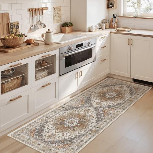Madane Washable Runner Rug 2x6 Runners for Hallways Non Slip, Turmeric/Grey - Image 3