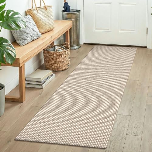 KOZYFLY Runners for Hallways 2x5 ft Washable Kitchen Runner Non Slip Rubber Backed Hall Runners Cotton Entryway Runner Rugs for Indoor Backdoor Bedroom Kitchen, Ivory Beige by KOZYFLY