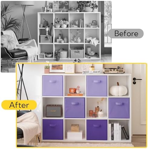 Cupic Cupid 6-Pack 13x13 Storage Cube Bins, Fabric Cubes, Purple Gradient - Image 6
