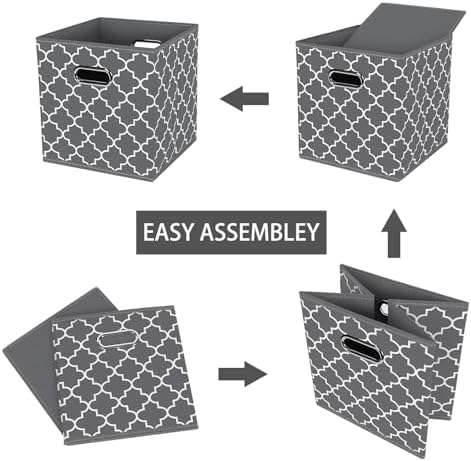 Fabric Cloth Storage Bins,Fabric Cube Organizer with Dual Handles Foldable Cube Storage Baskets for Home Bedroom Storage,Set of 3,(Gray Light) - Image 6
