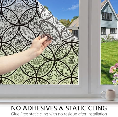 DKTIE Boho Stained Glass Window Privacy Film Easy to Install 17.7" x 118.1" - Image 4