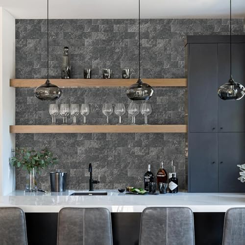 Vamos Tile 100 Pieces Peel and Stick Backsplash Tiles, 3" x 6" PVC Subway Tile, Black Slate Stick on Backsplash Tiles for Kitchen/Bathroom/Fireplace/Laundry/Camper - Image 2