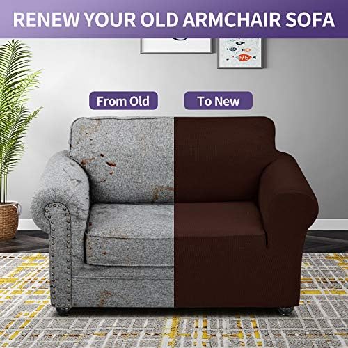 Joccun Stretch Chair Couch Cover,1-Piece Sofa Slipcover Spandex Fabric Sofa Covers with Elastic Bottom,Washable Furniture Protector for Dogs,Cats,Kids(Armchair,Chocolate) - Image 6