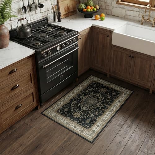 RELEANY Washable Area Rug, Small 2'x3', Black/Vintage/Beige - Image 2