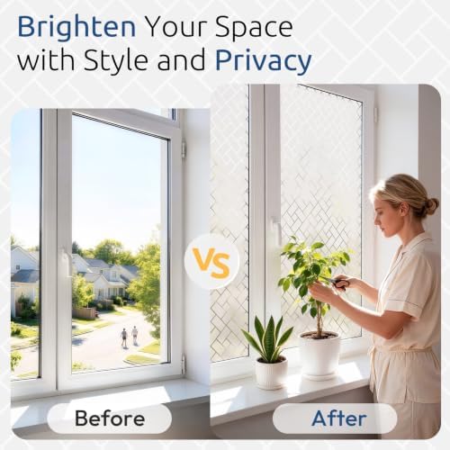 rabbitgoo Window Privacy Film Frosted Glass, White, 29.5" x 118.1" - Image 2