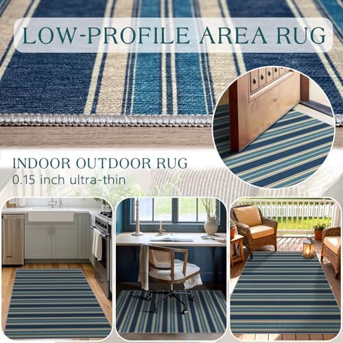 3x5 Striped Entry Rug - Washable Indoor Outdoor Mats for Front Door - Image 5