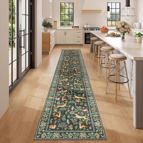 DUKINO 2x12 Washable Runner Rug, Non Slip Animal Rug for Kitchen, Black - Image 3