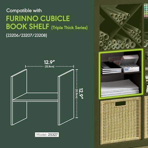 Furinno Cubicle H-Shelf Cube Insert, 2-Tier Cube Organizer, Dark Oak - Image 3