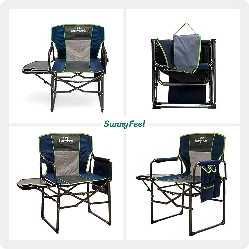 SUNNYFEEL Oversized Camping Chair Portable Directors Chairs with Side Table - Image 6