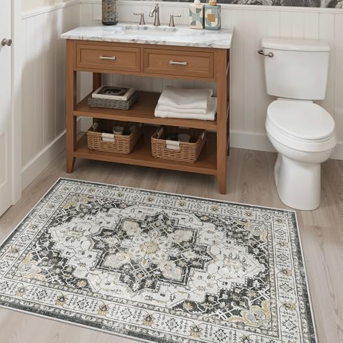 Madane Washable Entry Rug 3x4 Area Rugs for Entryway Kitchen, Black - Image 4