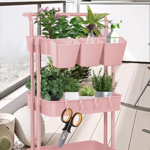 5 Pack Hanging Cup Holders, Multipurpose Rolling Cart Accessories Utility Cart Accessories For Art Craft Supplies, Space Saving Hanging Storage Basket Pencil Holder Makeup Organizers (Pink) - Image 6