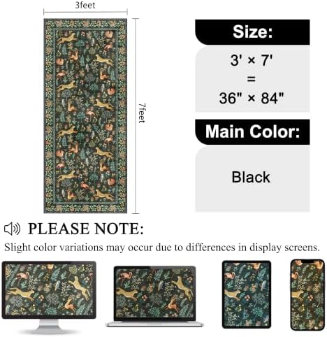 DUKINO 3x7 Hallway Runner Rug, Non Slip Animal Kitchen Runner Rug, Black - Image 2