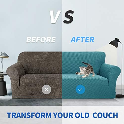 ZNSAYOTX 1 Piece Jacquard Chair Slipcovers for Living Room High Stretch Chair Covers with Arms Anti Slip Pets Friendly Couch Sofa Armchair Cover Furniture Protector (Chair, Peacock Blue) - Image 3