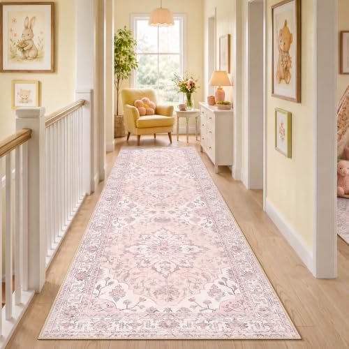 RELEANY Washable Area Rug, Runner 3'x10', Pink by RELEANY