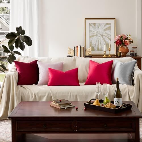 GIGIZAZA Red Velvet Pillow Covers 24x24 Decorative Pillows Pack of 2 - Image 7
