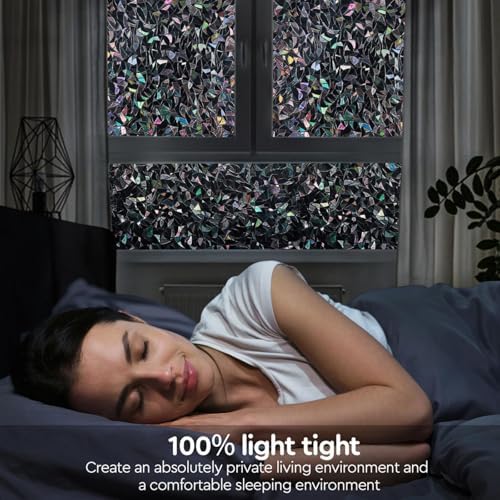 Finnez Blackout Window Film, Stained Glass Rainbow, Black, 29.5" x 157.4" - Image 4