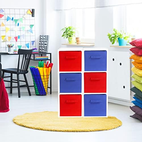 Simple Houseware 11-Inch Foldable Cube Storage Bins, Red, 6-Pack - Image 4
