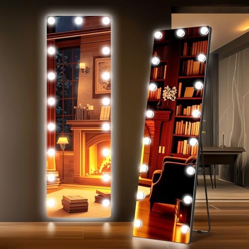 Kosmonia 56"x18" Hollywood Full Length Mirror with Light, 17 Dimmable Bulbs by Kosmonia