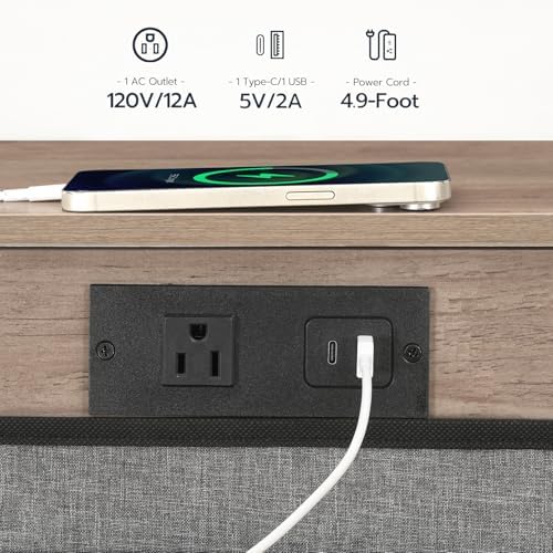 HOOBRO Side Table for Couch, Adjustable Height C Shaped End Table - Image 5