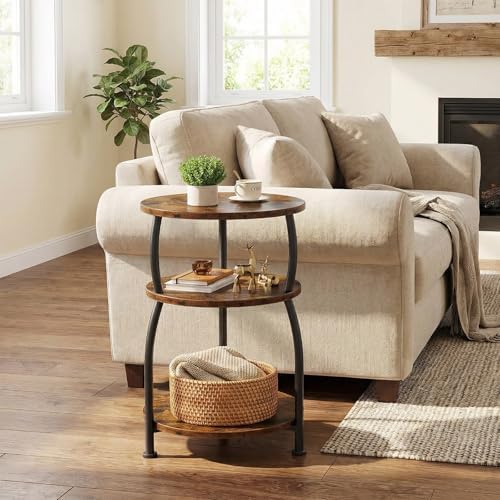 3-Tier Round Side Table, 15.7 inch End Table Nightstand - Image 2