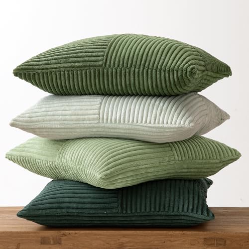 MIULEE Spring Green Decorative Throw Pillow Covers 22x22 Inch Set of 4 Boho Farmhouse Cushion Covers Mordern Nordic Pillow Cases Soft Corduroy Gradient Home Decor for Couch Sofa Living Room Bed - Image 5
