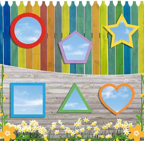 Xuhal 6 Pcs Acrylic Sensory Mirrors Set Colorful Geometric Mirror Square Triangle Circle Star Heart Pentagon Shapes Learning Tool Outdoor Sign for Sensory Rooms Garden Wall Decorations - Image 6