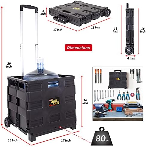 dbest Products Quik Cart Without Lid Collapsible Rolling Crate - Black - Image 3