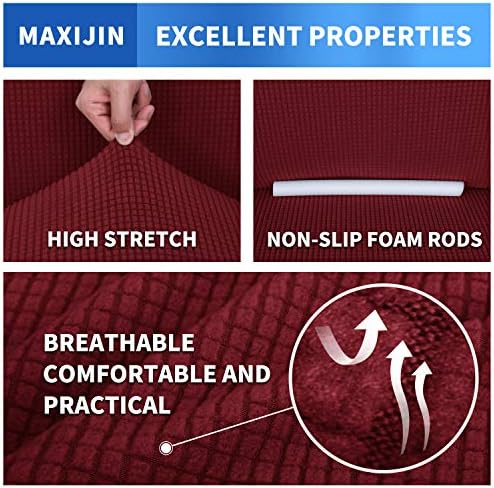 MAXIJIN Stretch Chair Cover Chair Slipcovers with Arms, 1-Piece Couch Sofa Chair Covers for Living Room, Non Slip Armchair Cover (31"-46") Furniture Protector Dogs Pet Friendly (Chair, Wine Red) - Image 4