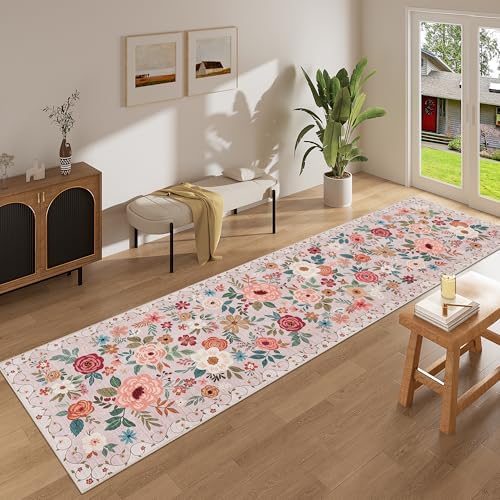 DUKINO 2.6x10 Runner Rug for Hallway, Washable Kitchen Rugs Non Slip, Beige - Image 3
