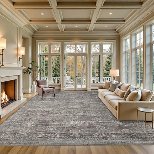 Rugxara 9x12 Area Rugs for Living Room Large Washable Rug, Taupe/Grey - Image 4