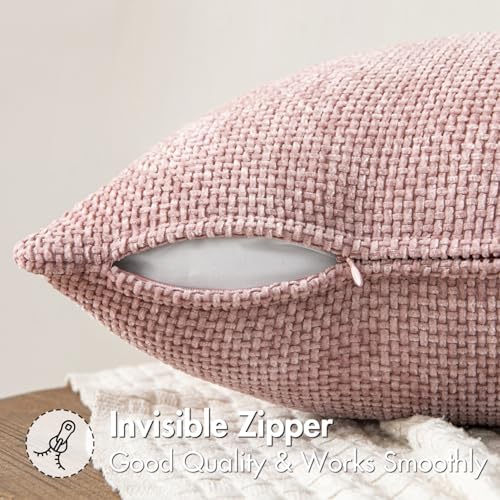MIULEE Decorative Couch Throw Pillow Covers 18x18 Inch Pink 2 Pack - Image 5