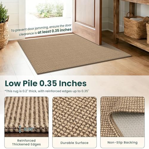 KOZYFLY Boho Runners for Hallways 2x5 ft Washable Kitchen Runner Non Slip Rubber Backed Hall Runners Cotton Entryway Runner Rugs for Indoor Backdoor Bedroom Kitchen, Orange Beige/Tan/Brown - Image 5