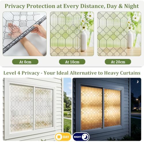 Beautyhero Reeded Glass Window Privacy Film 3D Static Cling, 23.6 x 78.7'' - Image 6