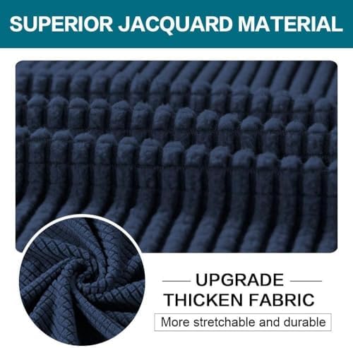 Turquoize 4 Piece Sofa Covers for 3 Cushion Couch Sofa Slipcover Soft Couch Cover for Dogs Washable Furniture Cover with 3 Individual Large Cushion Covers Feature Fabric (Large Sofa, Navy) - Image 3
