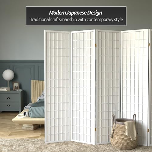 Red Lantern 6 ft. Tall Window Pane Shoji Screen - White - 5 Panels - Image 2