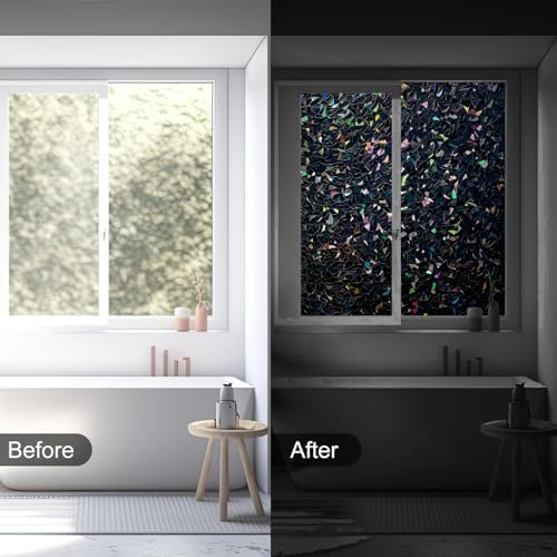 Volcanics Total Blackout Window Privacy Film with Installation Tools, Rainbow Room Darkening Black Window Cover, Static Cling 100% Light Blocking 35.4 x 78.7 Inches - Image 4
