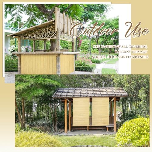 Juexica 1 Pcs Natural Bamboo Wall Panel for Interior Wall 48''x96'' Bamboo Covering Renewable Pole Wainscoting Room Divider Wrap Decor for Bedroom Living Room Kitchen Island Office (Natural) - Image 4