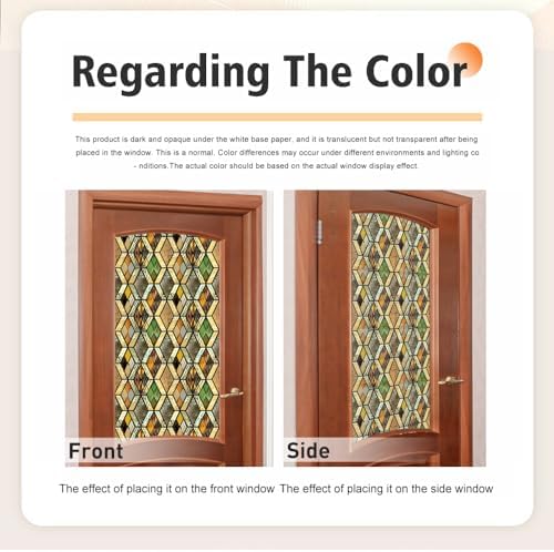 Window UV Protection Rainbow Privacy Film:Non-Adhesive Static Cling Decorative Window Film with Installation Tools,Stained Glass Window Film for Kitchen,Bathroom,and Shower Doors,16.9 x 39.4 inches. - Image 3