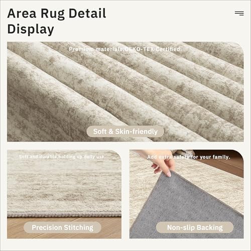 Soalmost Hallway Runner Rug 2'6" x 12' Washable Long Kitchen Rugs Beige - Image 6
