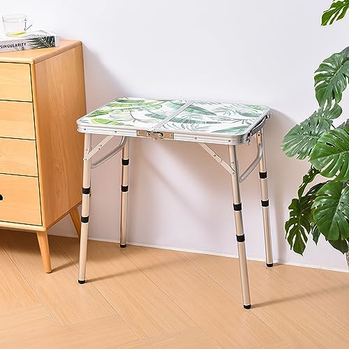 Folding Camping Table 2ft Portable Picnic Table, Monstera Palm Leaves - Image 2